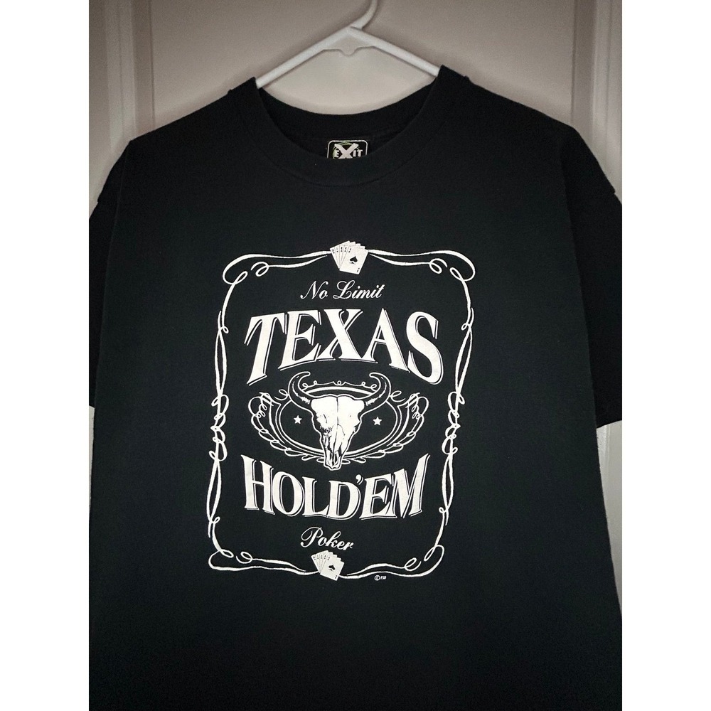 Vintage Y2k "No Limit Texas Holdem Poker" Big Graphic T-Shirt Mens Large